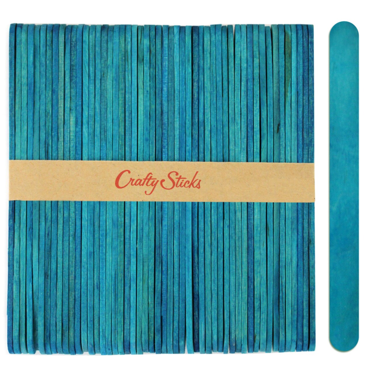 CraftySticks Colored Wood Craft Sticks 4.5 Inch, Red Orange Yellow Green Blue Purple White Black Pink Brown Popsicle Sticks